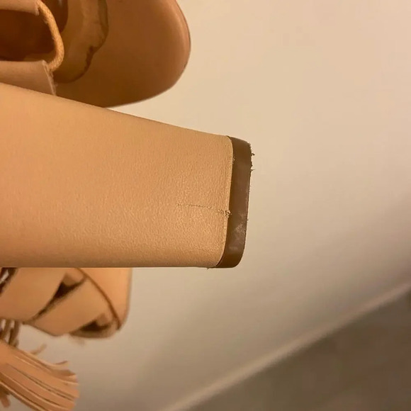 Loeffler Randall Tasseled Lace Up Leather Sandals Wheat Tan Size 8 - Picture 9 of 11